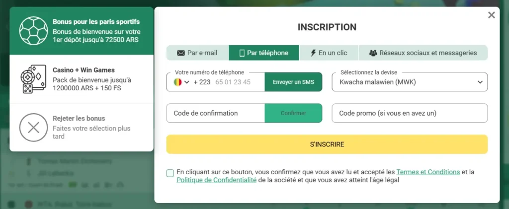 Betwinner Inscription et Connexion au Mali 